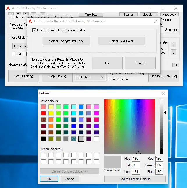 Color Controller Screen of Auto Clicker