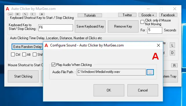 Configure Sound to Enable or Disable Audible Alerts for Automated Mouse Clicking in Auto Clicker