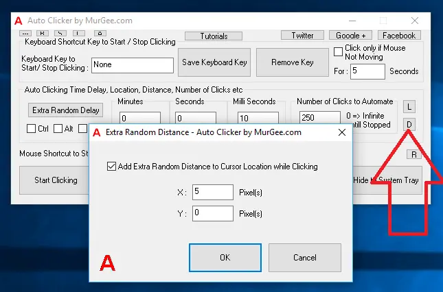 Extra Random Distance for Automated Mouse Clicking by Auto Clicker