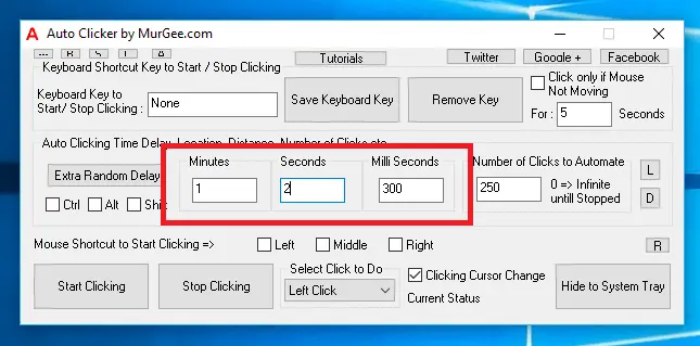 Fixed Time Delay between Consective Mouse Clicks