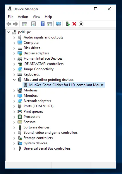 Game Clicker Installation Confirmation in Windows Device Manager
