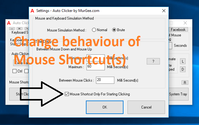 Change Behaviour of Mouse Shortcuts from Settings Screen