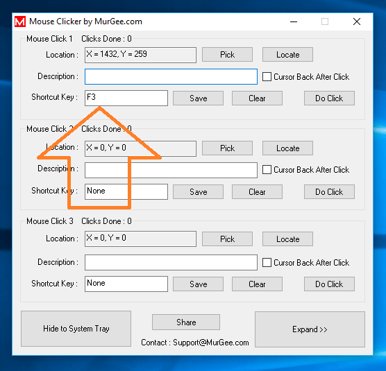 Keyboard Shortcut to Click Mouse at fixed Screen Location