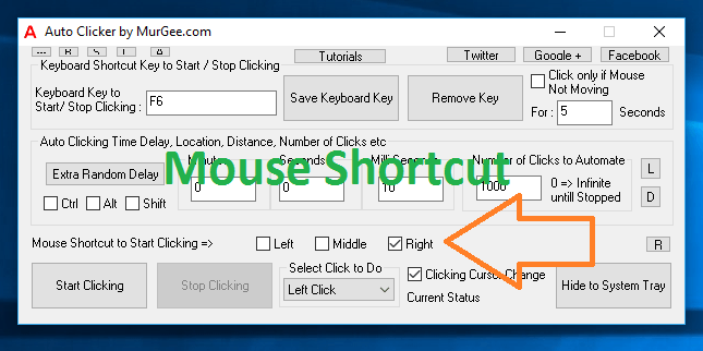 Mouse Shortcut to Start or Stop Automatic Mouse Clicking